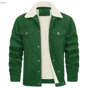 Men's Jackets 2024 Corduroy Vintage Sherpa Fleece Windbrekaer Thick Warm Winter Coats Multi-Pockets Casual Denim Jacket