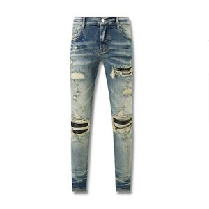 Moda nuovi occhielli jeans da uomoblu chiaro grigio scuro grigio pantaloni firmati italianistreetwear denim skinny slim jeans da motociclista gamba dritta D2 pantaloni a gamba piccola di alta qualità