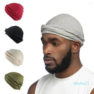 Berets elastyczna turban czapka stały kolor vintage etniczny styl dla mężczyzn ciepły oddychający wygodne opakowanie głowy