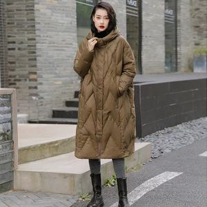 European goods 2023 autumn and winter new down jacket women long over the knee thick hooded fashion thin loose down jacket women