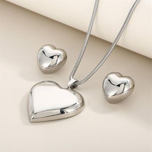 Женские комплекты ювелирных украшений в форме сердца, серьги и круглые подвески-цепочки, ожерелье, подарок на день рождения239n