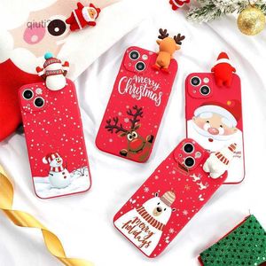 Cute Cases Cell 3D Doll Phone Cartoon Christmas Deer Case For iPhone SE 2022 2020 8 7 14 13 12 Mini 11 Pro X XR XS Max 6 6S Plus Soft FundasEtuiL231024