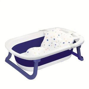 Doll House Accessories Foldable Baby Bathtub for Infants To Toddlers Portable Travel Multifunctional with born Cushion and Anti skid Pad 231204