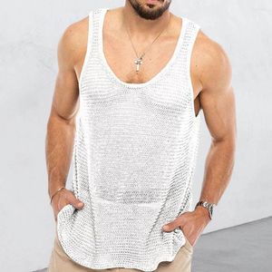 Männer Tank Tops Männer Casual Gestrickte Sport Tragen Mann Streetwear Sommer Stricken Mesh Weste Top Männliche Ärmellose Durchsichtige Westen t