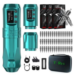 Tattoo Machine T Rex Wireless Kit Rotaty Battery Pen With Portable Power Pack 2400mAh Cartridge Needles RL RM Supplies 231204