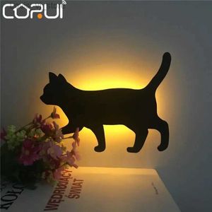 Nattlampor Corui LED Cat Sensor Night Light Sound Control Lamp Projection Light For Kids Bedroom Home Decoration Bedside Living Room YQ231204