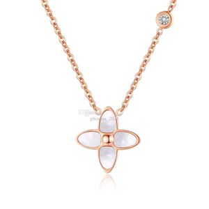 designer necklace jewellery four leaf clover necklaces diamond Clavicle chain Titanium steel Gold-Plated Never Fade Not Cause Alle3272