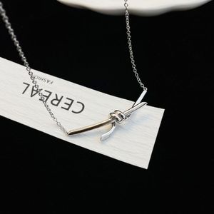 925 Sterling Silver Knot Halsband för kvinnor hängande halsband trendiga smycken