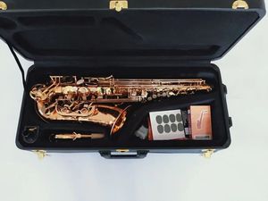 العلامة التجارية الجديدة Alto Saxophone WO20 Gold Lacquer Sax Professions Patches Palces Pads Reeds Bend Neck