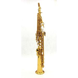 Eastern music gold lacquer straight Soprano Saxophone with two necks AAA