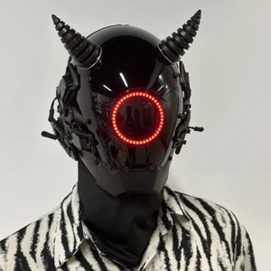 Party Masks Cyberpunk Trendy Personalities Helmet Accessories Cosplay Tech Led Lights Props Prom Halloween Gifts 231204