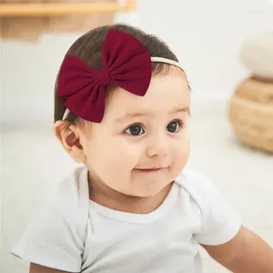 Hair Accessories Baby Hollow Lace Bow Soft Elastic Traceless Headband Solid Ribbon Seamless Nylon Band Wrap Born Girls