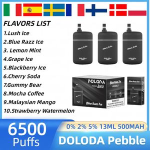 Doloda Pebble 6500 Puff do dyspozycji Vape Puff 10 Smaki E papieros 0% 2% 5% kasetą Siatkę Cewki doładowująca Pen Pen 13 ml Olej Plus Puff Elf Bar vs BANG 8500