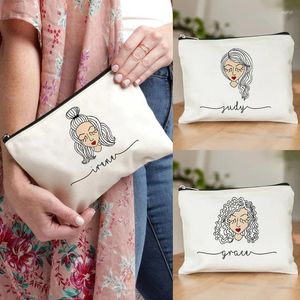 Party Supplies Personalized Custom Name Cosmetic Bag Women Clutch Handbag Makeup Case Bridal Toiletry Pouch Bridesmaid Gift