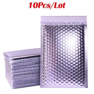 Gift Wrap 10Pcs Silver Bubble Mailers Aluminized Foil Self Seal Bags Business Envelopes Gift Packaging Bags Postal Wrap Bag Lined 231204