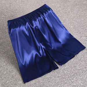 Pantalones cortos para hombres Hombres Cintura elástica Pijamas de satén de seda Clases Nitwear Pantalones de bolsillo Bottoms Bermudas Secado rápido Beac Pantalones de chándal masculinos