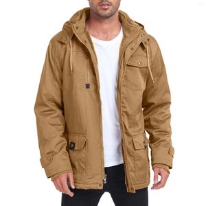 Men's Jackets Winter Jacket Fleece Lined Thick Removable Hood Work Coat With Eiderdown Men Lightweight Double