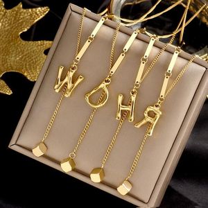 Personalized 26 Intial letter alphabet Constellation Pendant Necklaces Custom Stainless Steel gold color A-Z necklace chain fashio222Q