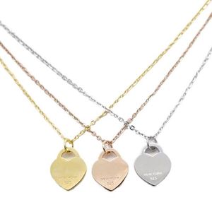 Rostfritt stål modehalsband smycken hjärtformad hänge älskar guld silver halsband för kvinnors fest bröllop gåvor nrj277d