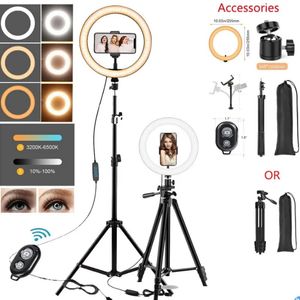 LED Ring Light Photography Light Selfie Lamp With Tripod For Phone Stand Holder Photo Lamp Ringlight For Live Video Streaming