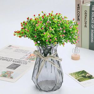 Dekorative Blumen, 6 Stück, künstliches Mailänder Gras, gefälschter Blumenstrauß, Hochzeitszubehör, grüne Pflanzen, Blumen, Heimdekoration