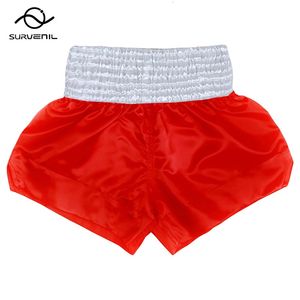 Altri articoli sportivi Pantaloncini Muay Thai Rosso Bianco Lotta Kickboxing Pantaloni Raso Poliestere Tinta unita Boxe Donna Uomo Bambini Sanda Allenamento MMA 231204