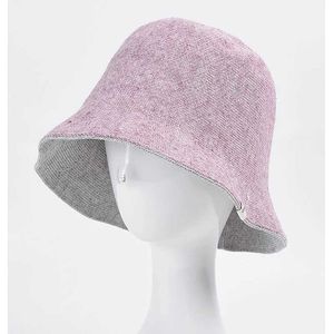 Wide Brim Spring Summer Hat for Women Knitting Double Sided Wear Bucket Flat Top Foldable Sun Beach Protection 230920