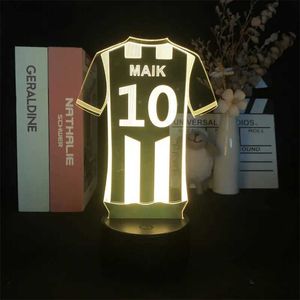 Nattljus Personlig fotbollströja Touch Sensor 3d Night Light For Bedroom Decor Cute Birthday Present Led Lamp Manga Kid Love Present YQ231204