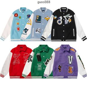 Designer Luxury Mens Giacca Cappotto da baseball Moda Donna Letterman louisvuitton Lettera ricamata Petto Louise Vitton Coppie lana Abbigliamento uomo Streetwear