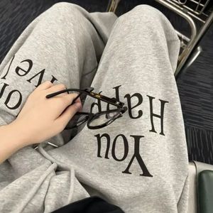 Calças femininas retro extra grande y2k harajuku calças de lã quente roupas de rua hip hop calças de moda coreana novo 231204