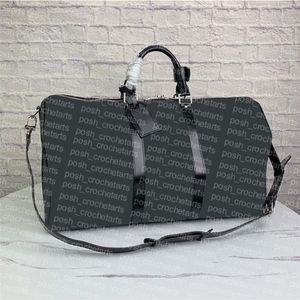 Genuine Leather Trim Duffel Bags Unisex Overnight Bag Checker Print Duffels for Travels247J
