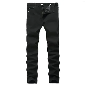 Männer Hosen Jeans Slim Fit High Stretch Schwarz Denim Hosen Koreanische Streetwear Gerade Vintage Mode 2023
