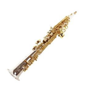 MARGEWATE Soprano Saxophone Straight Pipe Brass Silver and Gold Lacquer MAS-501 Sax New Playing Musical Instrument with Case