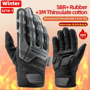 Cycling Gloves ROCKBROS Cycling Gloves Autumn Winter Windproof SBR Touch Screen Bike Gloves Breathable Full Finger Shockproof Sport Gloves 231204