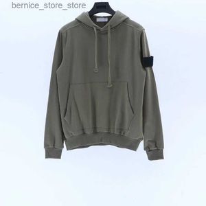 Erkek Hoodies Sweatshirts Düz renkli Uzun Kollu Kazak Pullover Bahar Sonbahar Pamuk Gevşek Konforlu Taş Etiket Erkek ve Kadın Hoodie Mavi Q231205