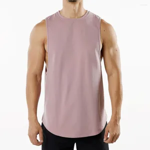 Men's Tank Tops Cotton Vest Solid Color Gym Bodybuilding Fitness Loose Breathable O-Neck Casual Sleeveless Basketball