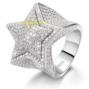 Band Rings Hiphop Men Women Fine Jewelry Iced Out Gold Plated 925 Sterling Silver VVS Moissanite Diamond Star Ring With GRA Certificate