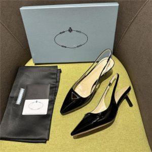 Designer Luxury Triangle Cielo Black Pointed Toe Slingback Pump Kitten Heel Shoes