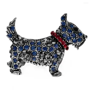 Brosches cindy xiang strass schnauzer hund brosch sherry stift blå färg djur smycken söt liten vinter tillbehör hög kvalitet