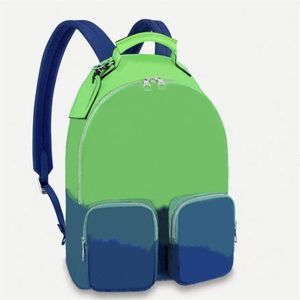 Ryggsäck helt ny taurillon lylusion läder fluorescerande grönt utomhus anteckningsbok ryggsäck handbag232j