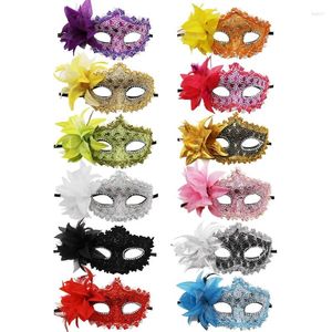 Partyzubehör Venezianische Maske Halloween Augenseite Blume Rose Spitze Sexy Maskerade Dekoration Tanz Karneval Kostüm Spielen