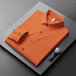 Men's Casual Shirts High End Fashionable Long Sleeved Shirt 2023 Autumn Business Solid Color Non Ironing Wrinkle Resistant