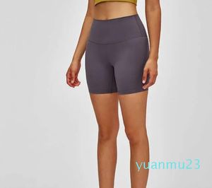 Cintura alta yoga trainning esporte shorts mulheres nu sentir tecido biker shorts simples squatproof calças de treino de fitness cor sólida leggings