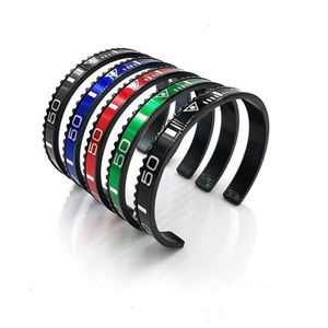 encantos Preto Banhado Velocímetro Dia Homens Manguito Pulseira Pulseiras em Aço Inoxidável 316l Velocímetro Moldura Pulseira Homens Jewelry245i