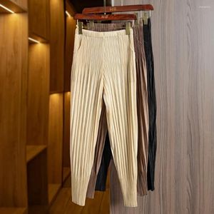 Women's Pants Miyake High Waist Harlan For 2023 Summer Fashion Casual Versatile Pleated Elastic Radish