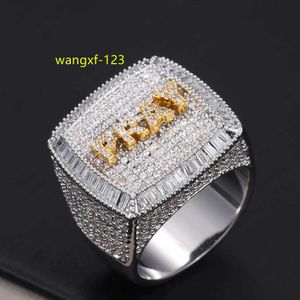 Iced Out Hip Hop Schmuck, luxuriöser, personalisierter Ring aus 925er Sterlingsilber mit Vvs-Moissanit-Diamant und Buchstaben für Männer