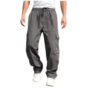Pantaloni da uomo Pantaloni sportivi estivi tinta unita per esterni Pantaloni da lavoro tascabili Capispalla maschile Dritto resistente all'usura