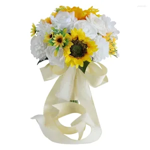 Fiori decorativi Bouquet da sposa Fiore nuziale Mano damigella d'onore con decorazione artificiale