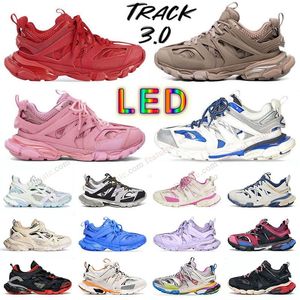 LED Faixa 3 Designer Luxury Brand Men Women Casual Shoes Tops Tracks 3.0 tênis pretos brancos Tess.S.Treinador de couro Gomma nylon tênis tênis de plataforma impressa