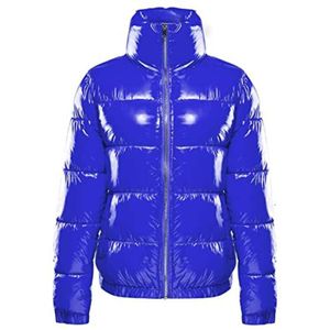 レディースパフジャケットカジュアルキルティング光沢パッド付きパフジャケット冬の温かいジップショートバブルコート933